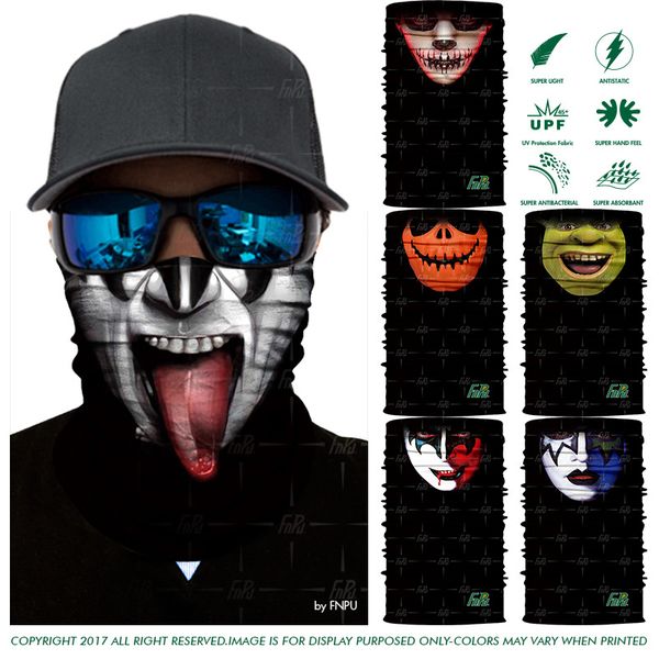 

kiss love gun magic scarf skull cycling hiking ski headwear neck gaiter windproof bandanas seamless balaclava, Black