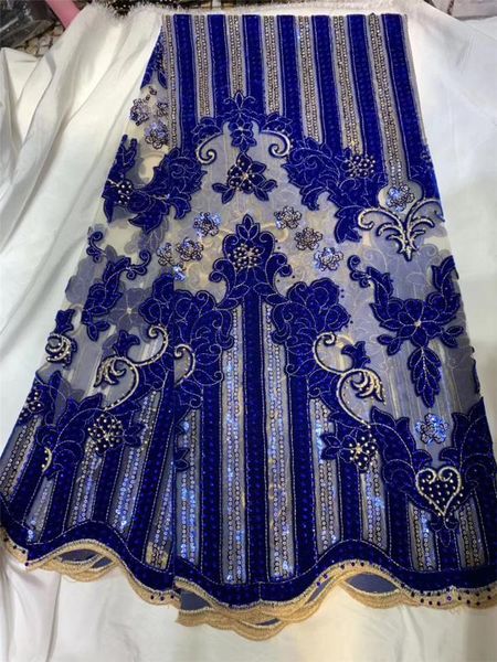 

african velvet lace fabric embroidered nigerian french lace fabric 2020 high-quality clothes h3646, Pink;blue