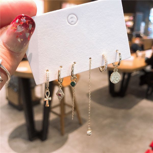 

new fashion square cross gold earrings set luxury ladies small hoop earrings for women girls personality jewelry 2020 aretes, Golden;silver