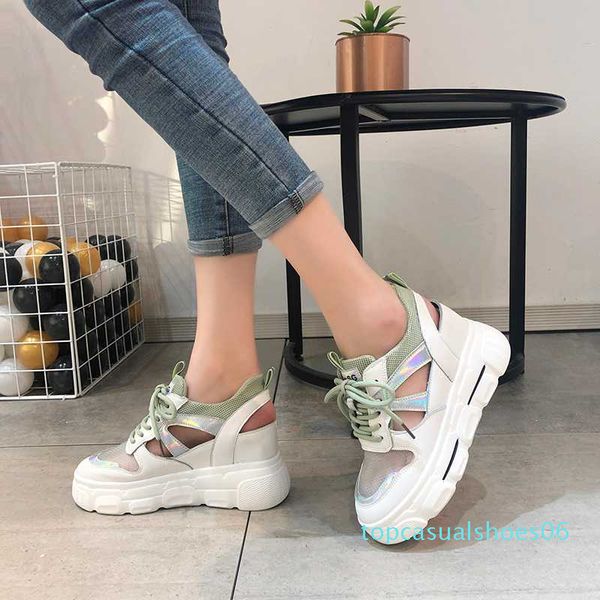 

designers women chunky sandals platform lace up sandal 9cm height increasing beach sport casual shoes woman gladiator summer t06, Black