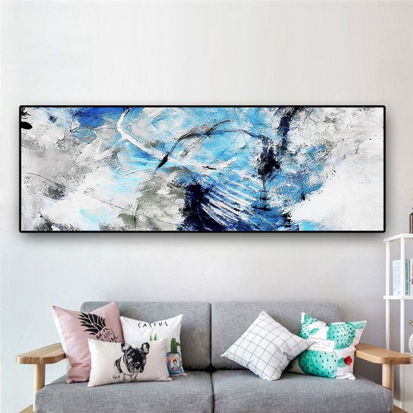 

large blue abstract geometry line oil painting posters wall art painting wall art for living room home decor (no frame