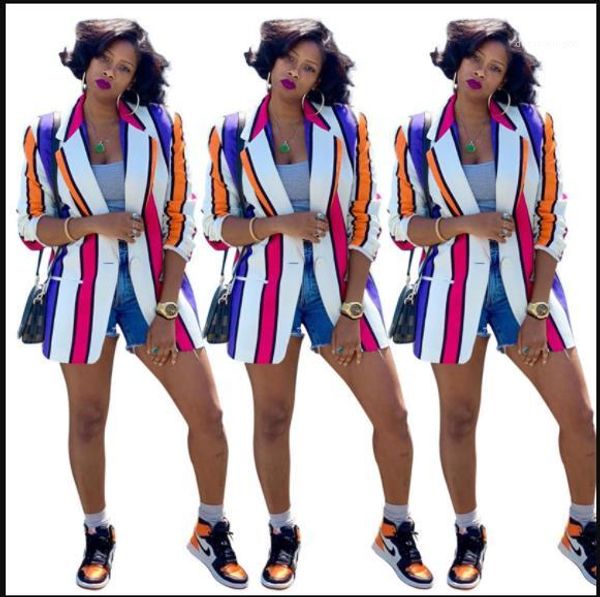 

suit jackets spring fashion designer striped printed lapel neck women blazers casual fashion ladies clothing womens contrast color, White;black