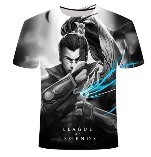 

2019 game league of legends 3d printed t-shirt yasuo zed leesin t shirt casual shorts tshirt short sleeve summer streetwear hip hop q1055, White;black