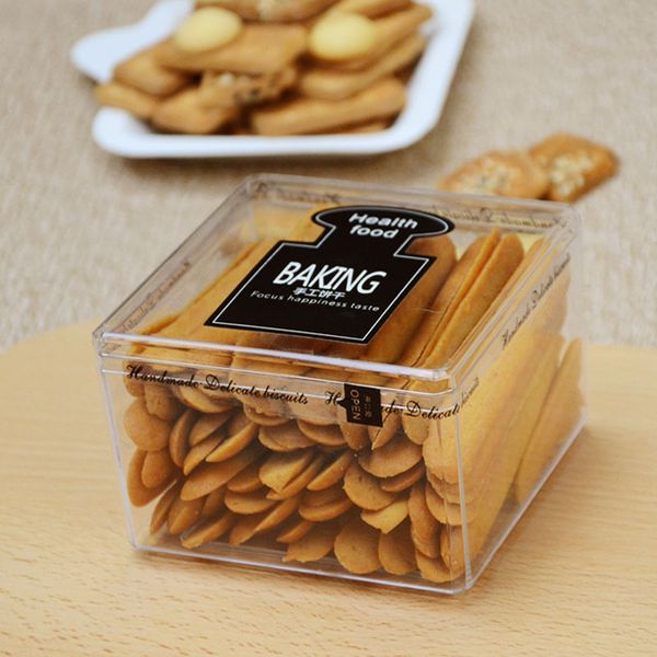 Scatole per imballaggio di biscotti in plastica per uso alimentare Scatola trasparente per biscotti al cioccolato fai-da-te Contenitore per caramelle da forno all'ingrosso