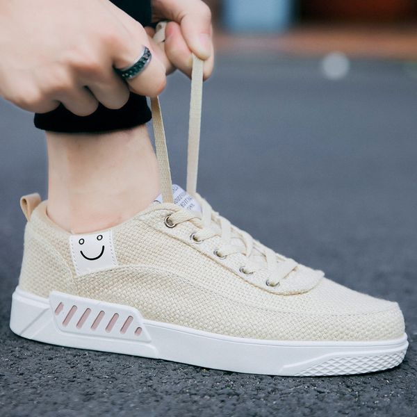 

2019 summer men's canvas shoes flax cloth shoes korean-style breathable versatile casual men, Black