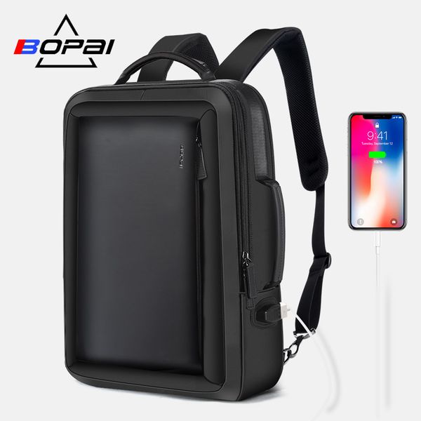 

bopai men backpack enlarge anti theft lapbackpack for 15.6 inches usb external charge multifunction business men