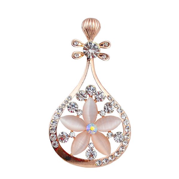 

new fashion gold filled multicolor opal stone small pipa brooches women's fashion cute pin crystal brooch jewelry white, Gray