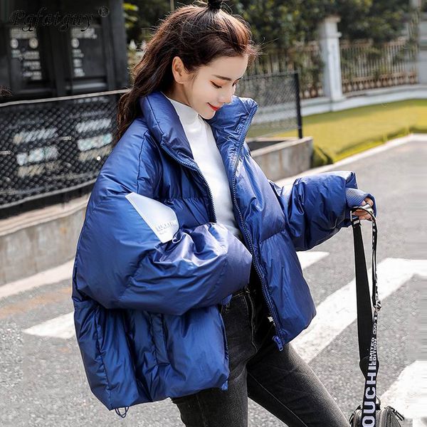 

2018 нового прибытие моды тонкая женщина зимних куртки металл синего хлопок проложенной теплая сгущает дама пальто короткого хлеб пальто вет, Black