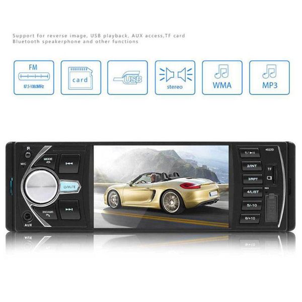 

4022d car radio tf audio usb multimedia aux fm mp5 player universal video bluetooth 4.1 inch screen durable stereo