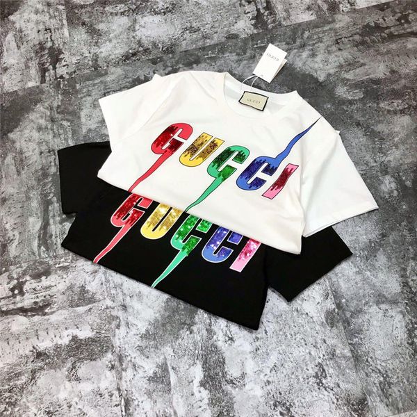 

2019 new fa hion t hirt for men and women cotton fabric fa hion brand letter equin hipping