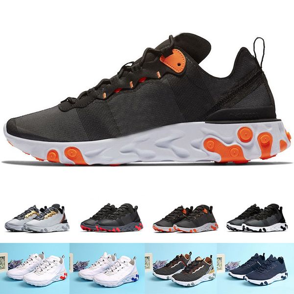 

react element 55 undercover women mens running shoes trainers fashion triple black white orange breathable sports designer men sneaker