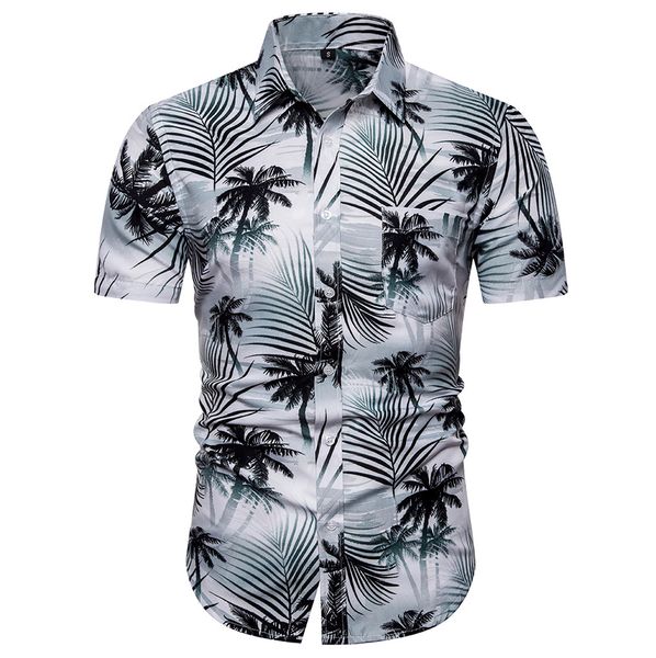 

summer hawaiian men shirt casual men's short sleeve shirt casual button beach quick dry blouse streetwear camisa masculina, White;black