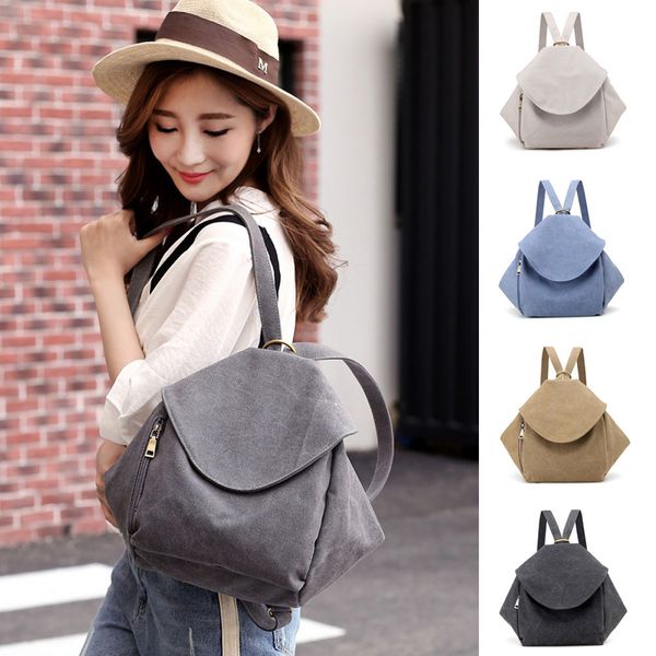 

2019 new fashion women's bag ladies backpack three-use canvas casual large capacity fashion wild small bag#40