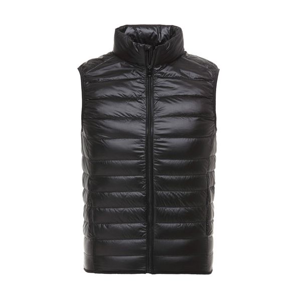 

2019 vomint new mens down vest coats sleeveless jackets 90% duck down short slim vest stand neck jacket for male, Black