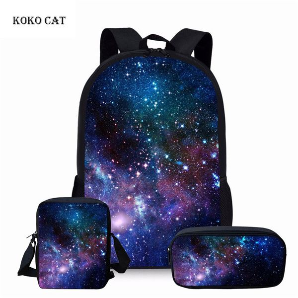 

galaxy space printed backpack teenager girls school bags set women travel bagpack children rucksack mochila infantil escolares