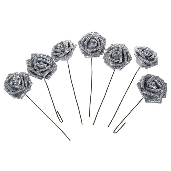 

7 foam rose artificial flower glitter bridal bouquet home wedding decoration