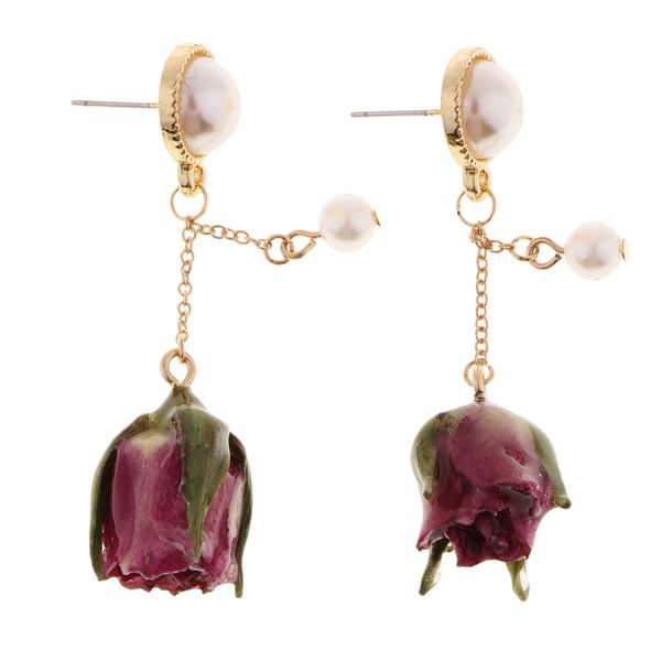 

1 пара смолы покрыты реальный цветок подвески натуральный сушеный цветок подвески серьги шпильки для женщин девушки ювелирные изделия 3 цвет, Silver