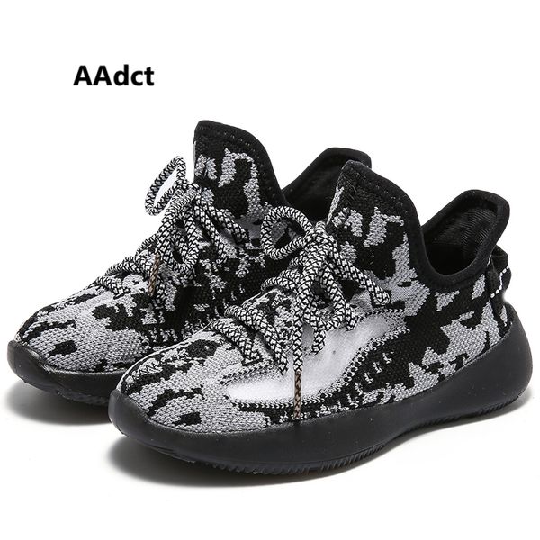 

aadct 2020 spring girls shoes running sports mesh kids shoes knitting breathable boys shoe casual, Black