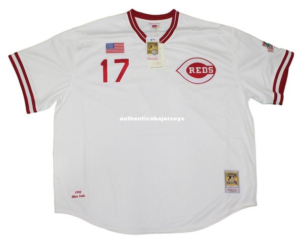 

chris sabo cincinnati #17 mitchell & ness white retro 1990 jersey, Black;blue
