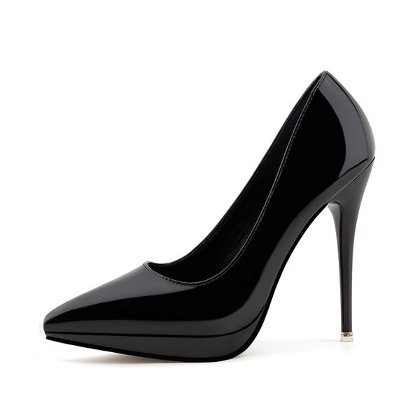 

zhenzhou 11.5cm pumps fashion point waterproof platform high heels nightclub women's shoes stiletto shallow mouth, Black