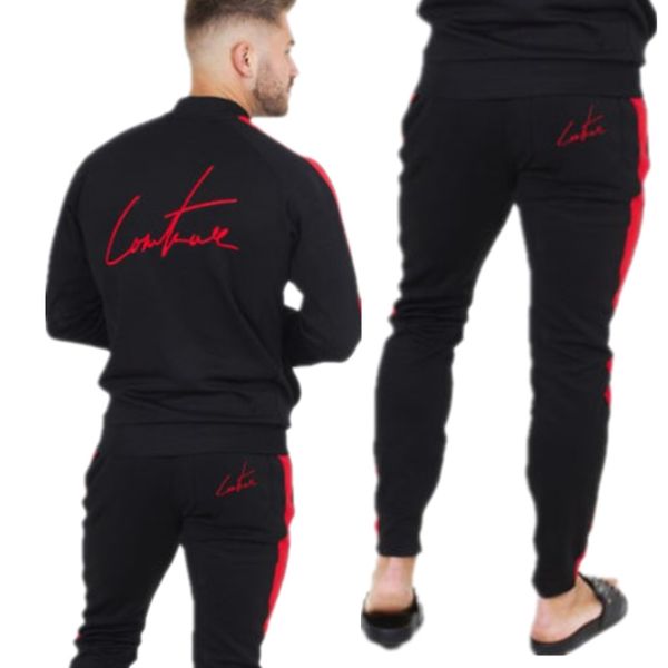 

autumn men sets fashion sportswear tracksuits sets men's gyms fitness jacket+pants casual outwear suits chandal hombre completo, Gray