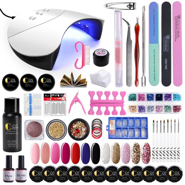 

full nail manicure set with 36/24w uv led lamp nail art tools sets soak off paint gel polish for manicure art set