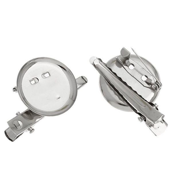 

20 masilver barrettes hair / brooch pin holders 4x2.3cm, Gray