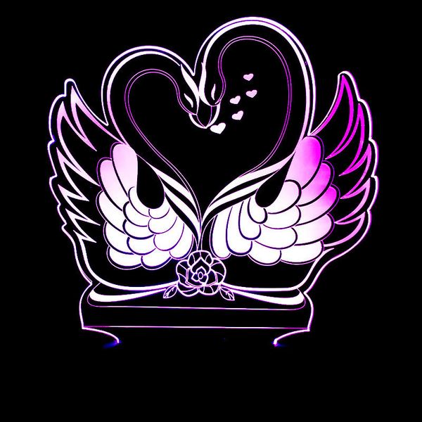 

second gram force swan colorful 3d small night-light touch colorful 3d small desk lamp both swan modeling three-dimensional 3d lamp