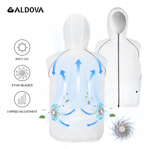 

aldova reflective air conditioning clothing summer outdoor sun protection usb work cycling fishing men womens cooling fan vest, Gray;blue