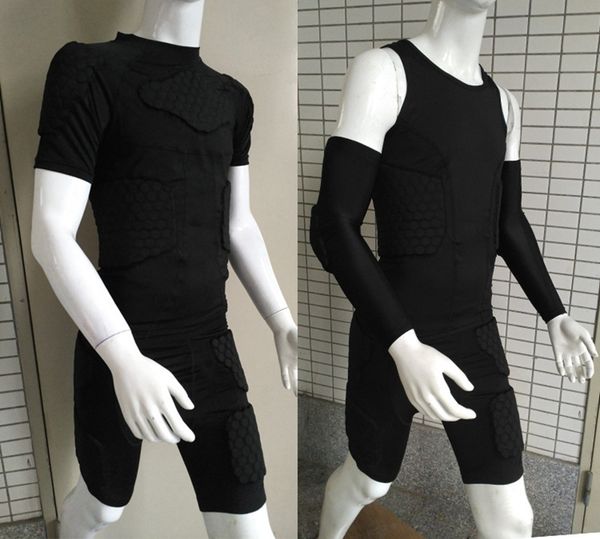 

mens compression t shirts pants sets gym jogging training underwear sports suit protective clothing soccer balls baseball boxing goalkeeper, Black;gray