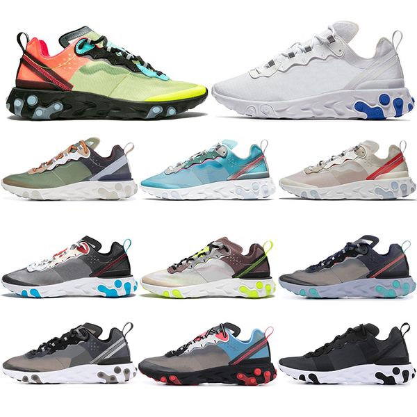 

new summer react element 87 55 running shoes for men women sail se taped seams royal tint sail anthracite volt racer sneakers 36-45