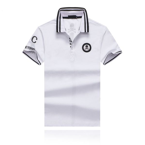 

19SS new fashion in summer crossbones head embroidery cotton lapel designer T-shirt black and white striped lapel designer Polo shirts men