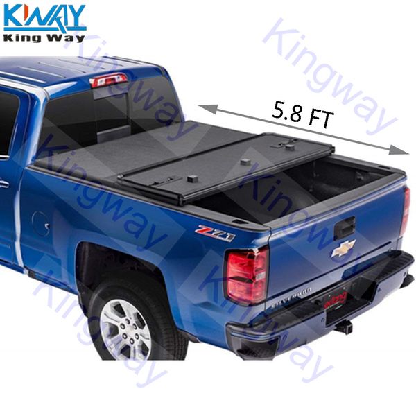 

king way- 5.8 ft hard folding tonneau cover for 2014-2018 chevy silverado gmc sierra