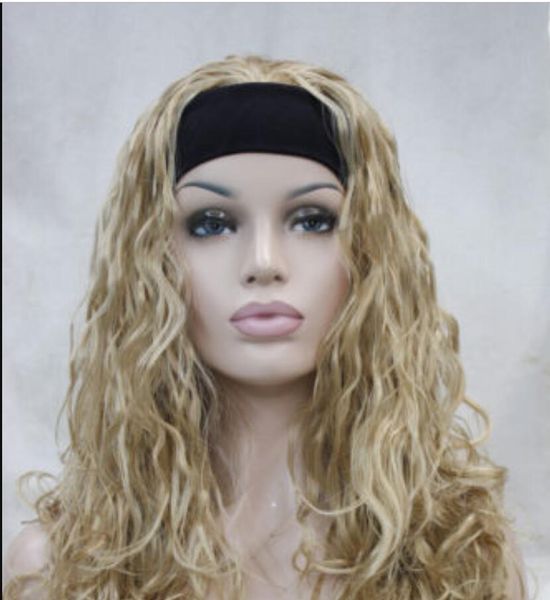 Wig Hot Heat Resistant Party Hair Golden Blonde Long Curly Wave