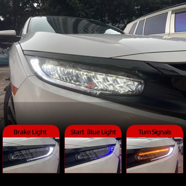 

2pcs car headlight for civic 10th 2016 2017 2018 hid led headlights with moving turn light head lamp led drl front lamp