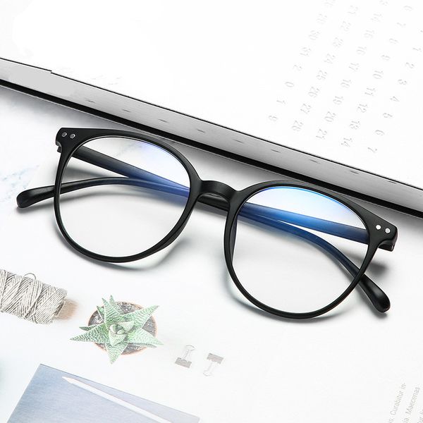 

fashion anti blue light glasses frame plastic round men women eyeglasses vintage computer transparent glasses oculos de grau, Black