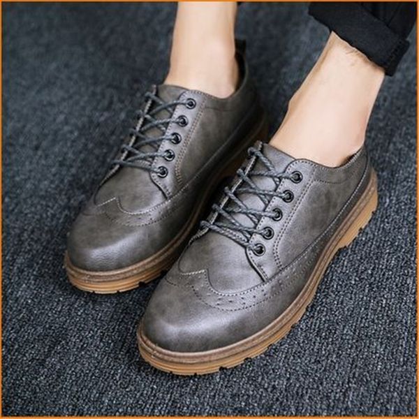 

2019 spring and autumn new casual shoes leather shoes men's trend low to help wild comfortable men, Black