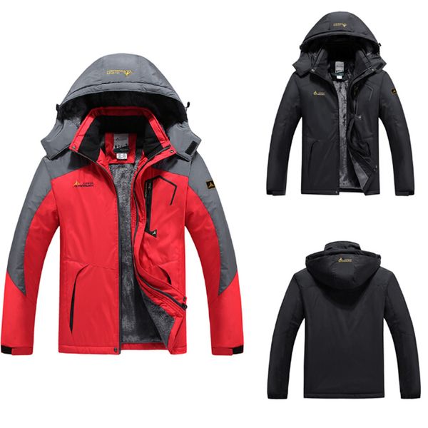 

outdoor men women plus size fleece thickness warm clothes lovers skiing mountaineering windbreak cotton-padded sports jacket, Blue;black