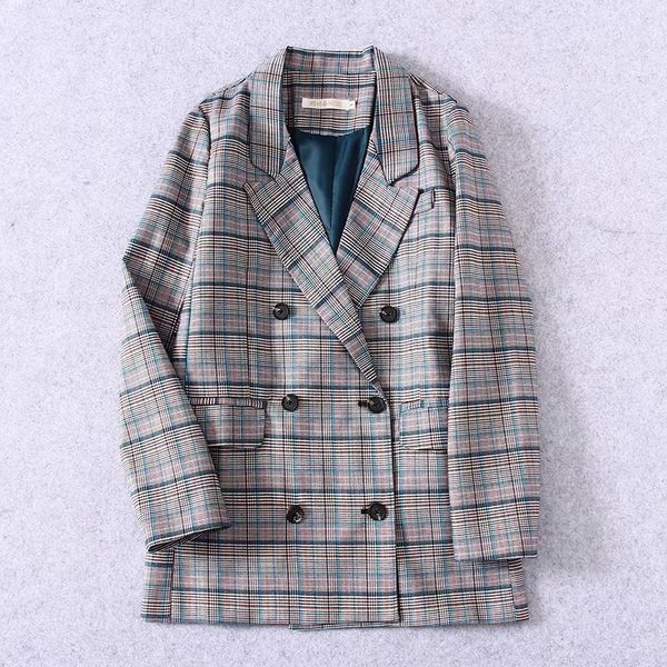 

ltd1199177 new 2019 striped notched double breasted buttons pockets ol blazer coat women outerwear, White;black