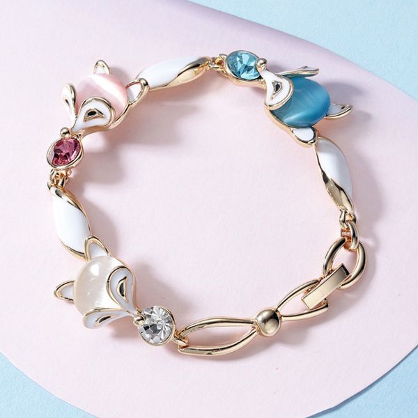 

korean version of creative inlaid rhinestone bracelet fashion wild temperament ladies multicolor alloy bracelet, White