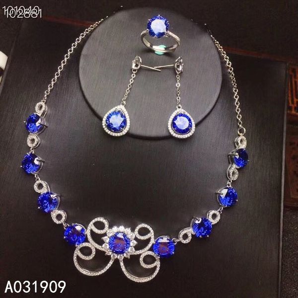 

kjjeaxcmy boutique jewelry 925 sterling silver inlaid natural sapphire necklace ring earring set support detection noble, Black