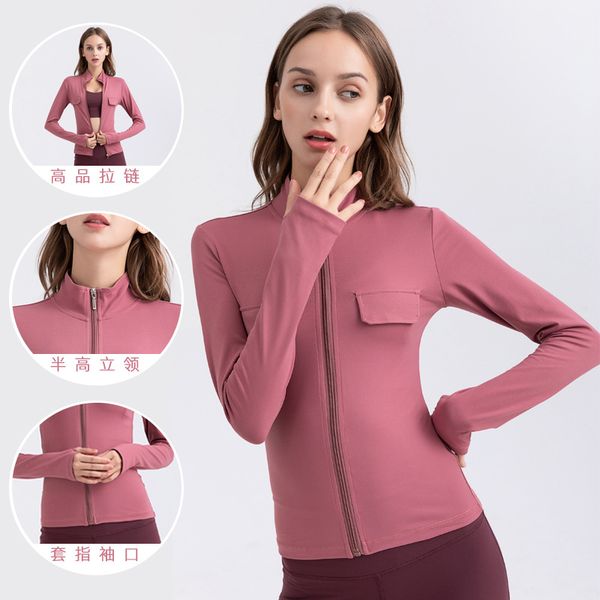 

new style autumn and winter high zip fitness sports clothing sports jacket slim fit turtle-neck quick-dry yoga cloth, Black;red