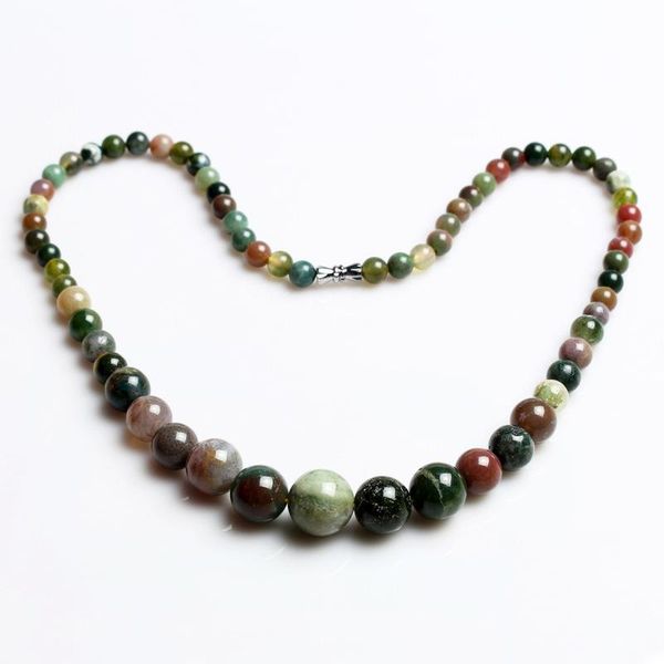 

indian onyx nature stone necklace for women 6/8/10/12/14mm quartz semi-precious stone beaded necklace,party gift, Silver