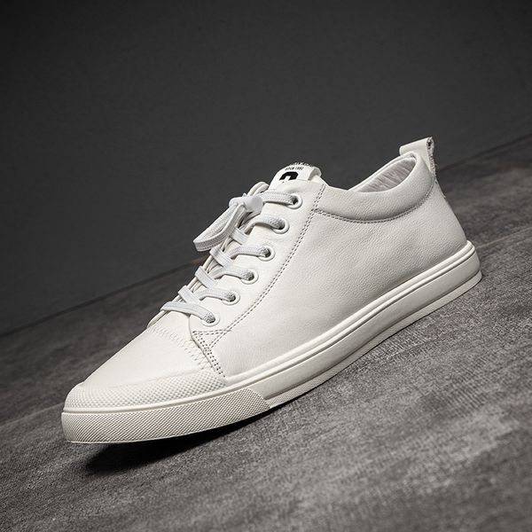 

2020 spring new style full-grain leather men casual board shoes korean-style versatile genuine leather soft surface ozhouzhan me, Black