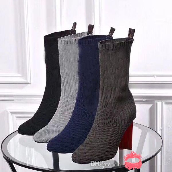 

Сексуальная женская обувь 2019 года осенью и зимой Вязаные эластичные сапоги Luxury Des