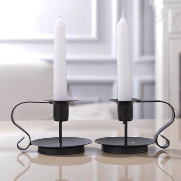 top popular Stand Candle Holder Vintage Retro Style Classic Look Taper Candlestick Holder Iron European Style Candlestick EEA670-3 2021