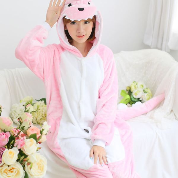 

kigurumi winter animal pajamas sets women warm flannel sleepwear cosplay cute panda cow pyjamas women 2019 hooded onesie, Blue;gray