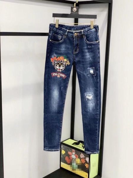 

wd1089 fashion men's jeans 2019 runway european design party style men's clothing, Blue