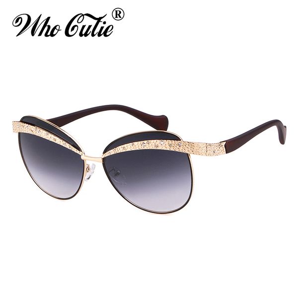 

who cutie designer sunglasses women 2018 brand vintage cool gold eyebrow frameless lady sun glasses om687 y200420, White;black