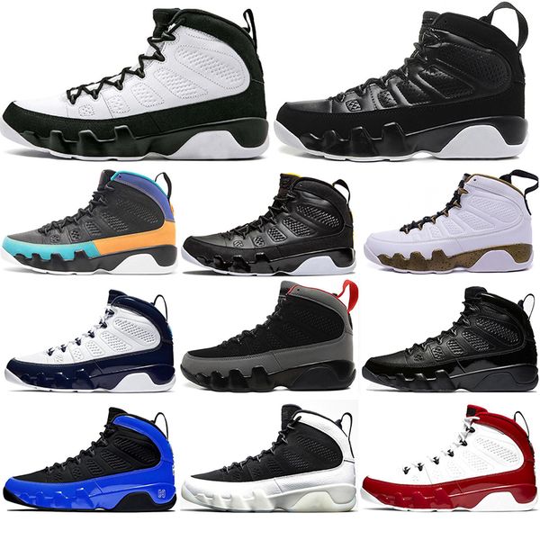 

with socks new 9 men basketball shoes 9s unc la bred space jam tour blue black anthracite sports trainers sneaker size 40-47, White;red